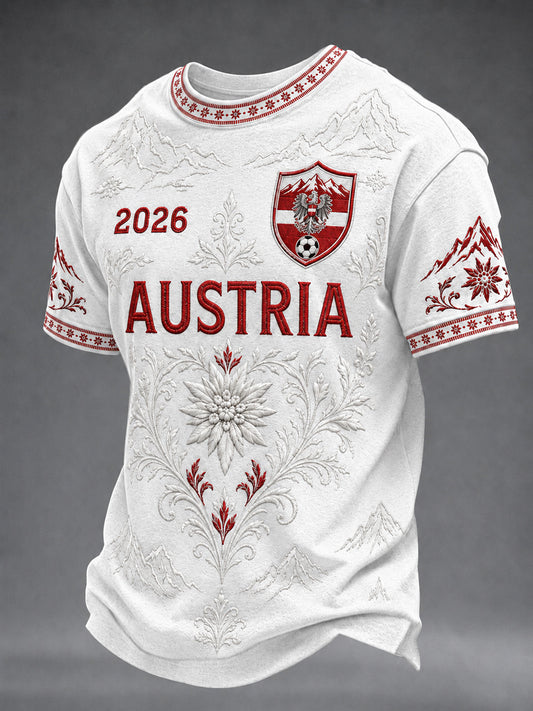 Herrengeschenk für Fußballfans – bedrucktes, lässiges Kurzarm-T-Shirt mit Rundhalsausschnitt