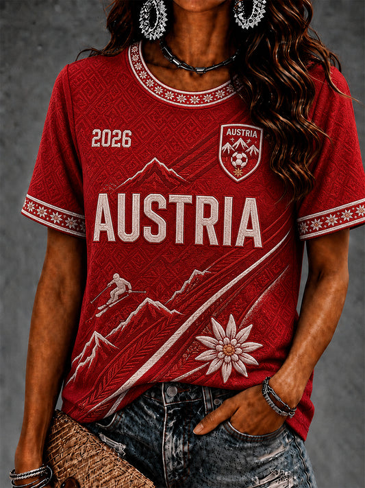Damen-Geschenk für Fußballfans – bedrucktes, lässiges T-Shirt mit kurzen Ärmeln und Rundhalsausschnitt