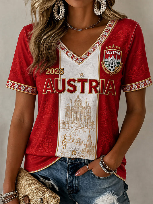 Damen-Geschenk für Fußballfans – lässiges T-Shirt mit V-Ausschnitt und Aufdruck