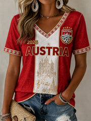 Damen-Geschenk für Fußballfans – lässiges T-Shirt mit V-Ausschnitt und Aufdruck