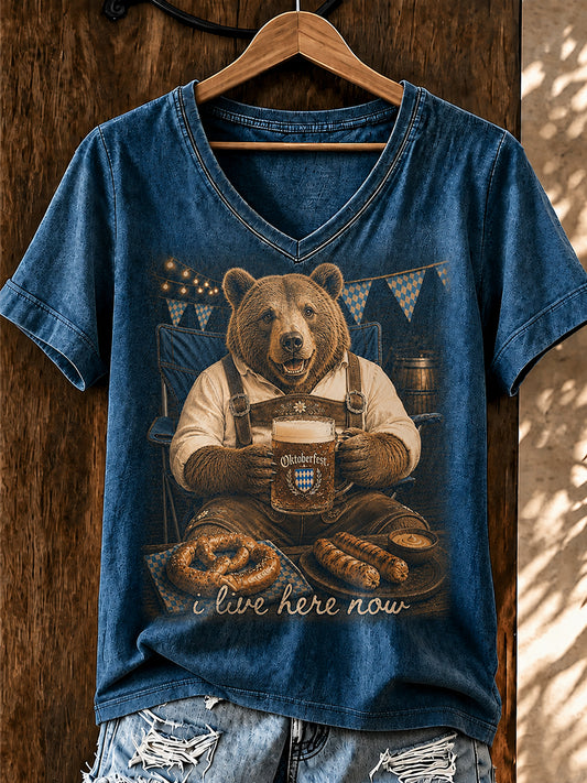 Oktoberfest-T-Shirt für Damen mit niedlichem Tiermuster