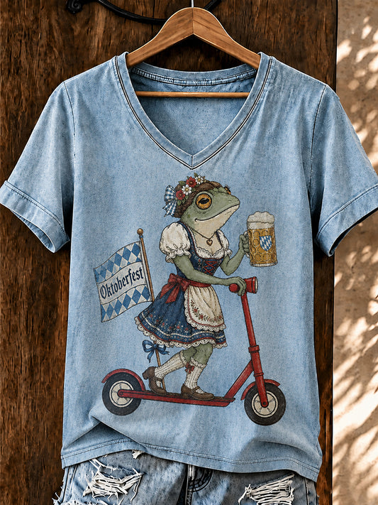 Oktoberfest-T-Shirt für Damen mit niedlichem Tiermuster