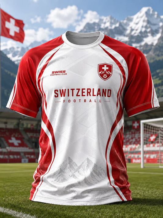 Schweizer Fußball-Liebhaber Kunstdruck-T-Shirt für Männer