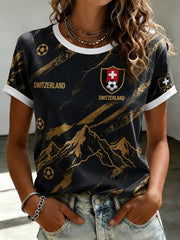 Damen-T-Shirt mit Kunstprint: Schweizer Fußballliebe