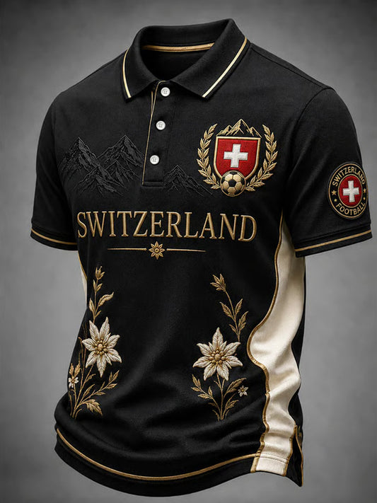 Herren Schweizer Fußball Liebhaber Kunstdruck Polo