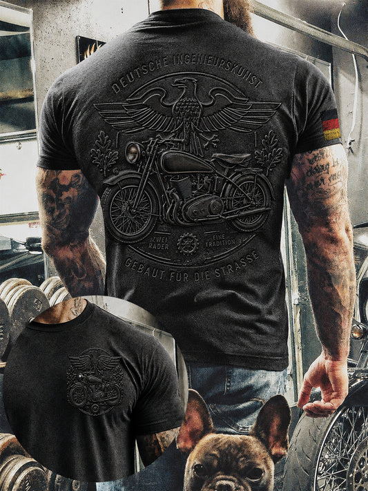 Herren-T-Shirt im Vintage-Stil mit Motorrad- und Biker-Motiv, deutschsprachig