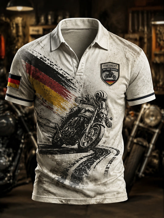 Herren-Deutsch-Motorrad-Biker-Vintage-Hemd