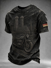 Herren-T-Shirt im Vintage-Stil mit Motorrad- und Biker-Motiv, deutschsprachig
