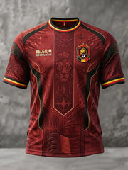 Herren-T-Shirt mit aufgedrucktem Kunstmotiv zum belgischen Fußball und Stolz