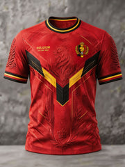Herren-T-Shirt mit aufgedrucktem Kunstmotiv zum belgischen Fußball und Stolz