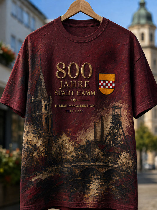 Herren-T-Shirt mit Aufdruck „800 Jahre Stadt Hamm – seit 1226“