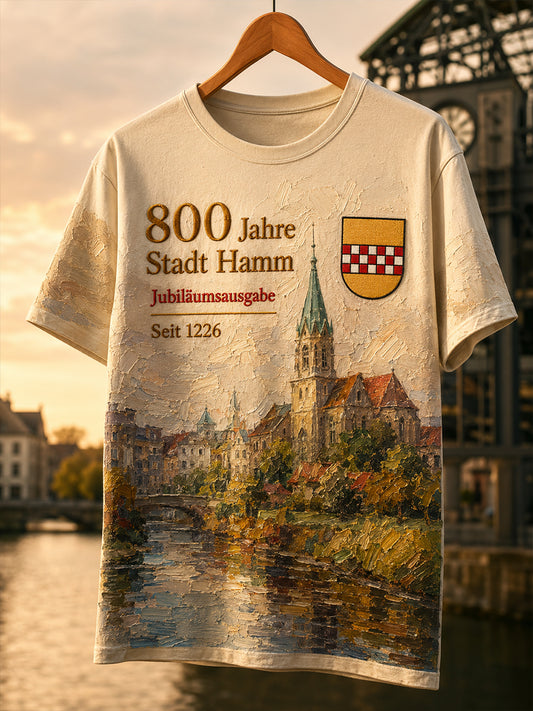 Herren-T-Shirt mit Aufdruck „800 Jahre Stadt Hamm – seit 1226“