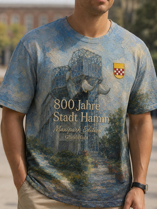 Herren-T-Shirt mit Aufdruck „800 Jahre Stadt Hamm – seit 1226“