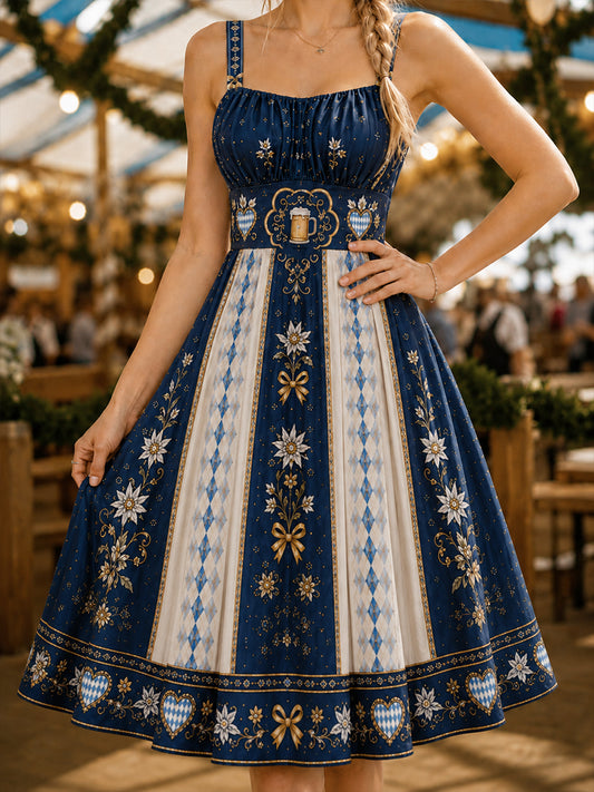 Oktoberfest-Druck-Halterkleid für Damen