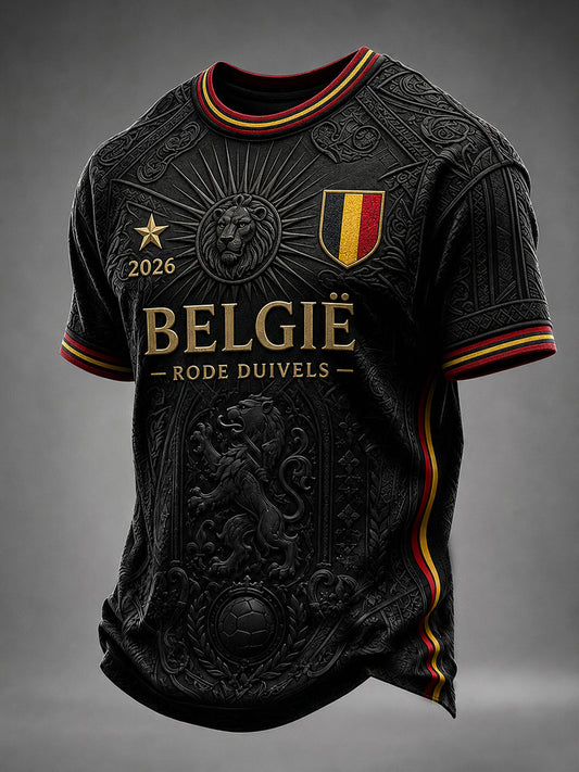 Herren-Fußball-T-Shirt aus Belgien mit kurzen Ärmeln