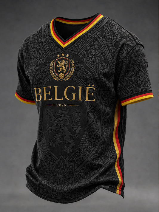 Herren-Fußball-T-Shirt aus Belgien mit kurzen Ärmeln