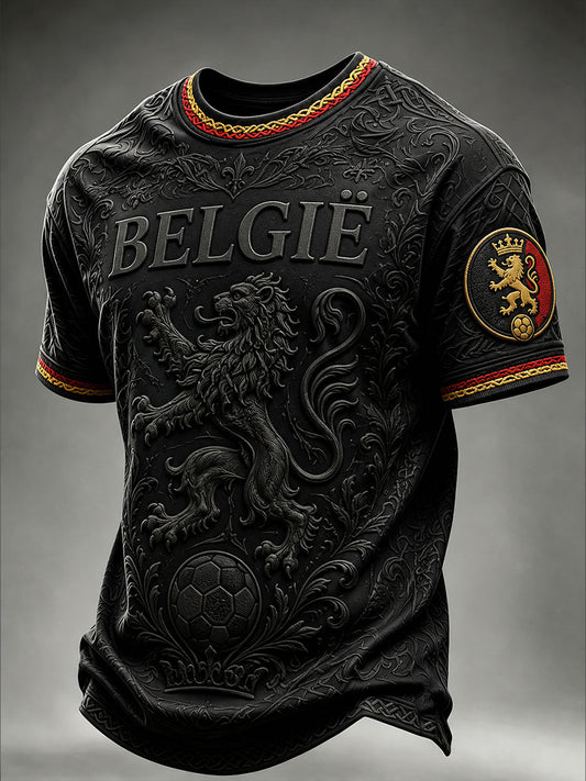 Herren-Fußball-T-Shirt aus Belgien mit kurzen Ärmeln