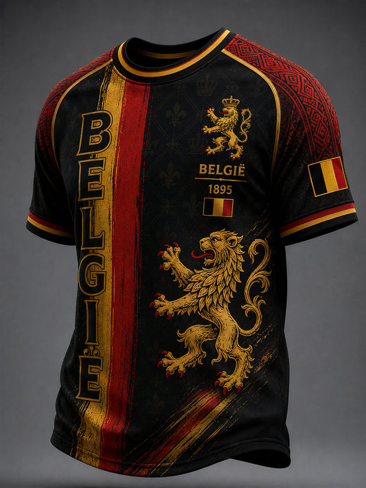 Herren-Fußball-T-Shirt aus Belgien mit kurzen Ärmeln