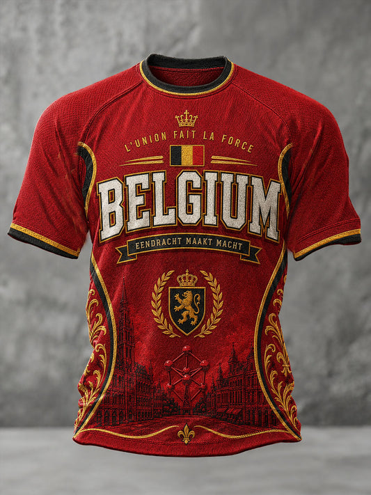Herren-Fußball-T-Shirt aus Belgien mit kurzen Ärmeln