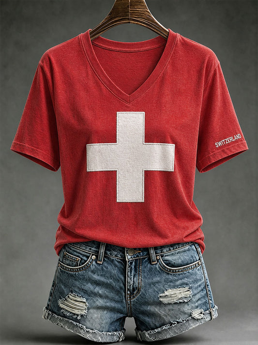 Damen-T-Shirt aus der Schweiz mit kurzen Ärmeln