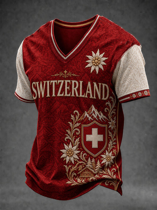 Herren-T-Shirt aus der Schweiz mit kurzen Ärmeln