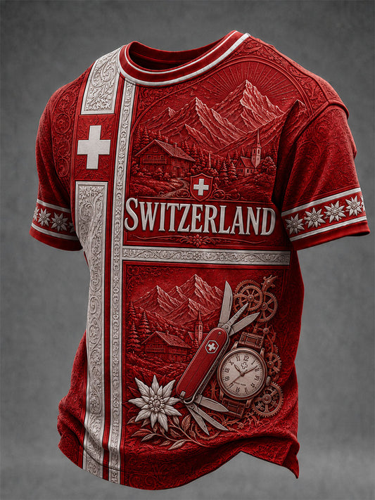 Herren-T-Shirt aus der Schweiz mit kurzen Ärmeln