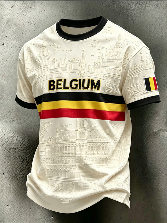 Herren-T-Shirt im belgischen Stil Gedenk-Freizeit-T-Shirt