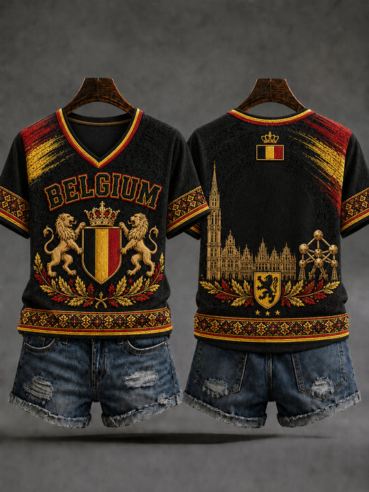 Damen-T-Shirt „Belgien-Liebe“ mit kurzen Ärmeln