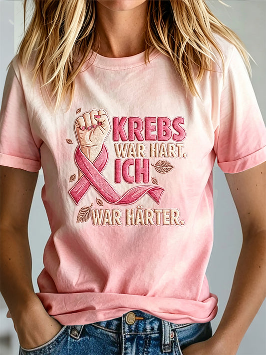 T-Shirt mit Aufdruck zur Brustkrebsbewusstseinsbildung bei Frauen