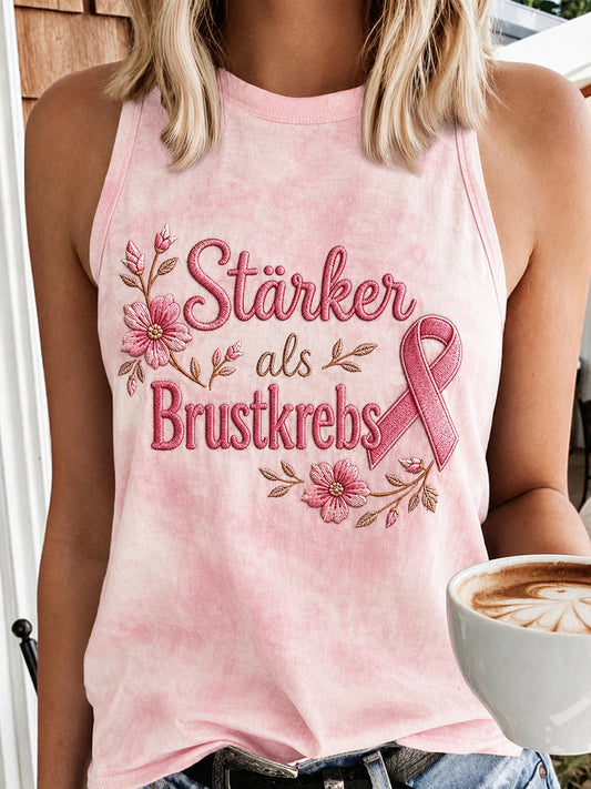 Druck-Top ohne Ärmel zur Sensibilisierung für Brustkrebs bei Frauen