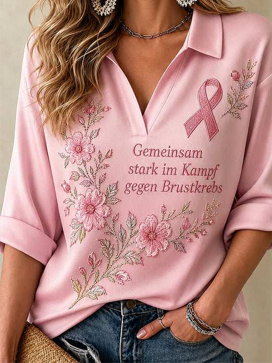 T-Shirt mit Aufdruck zur Sensibilisierung für Brustkrebs bei Frauen