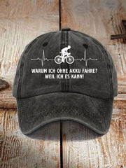 Unisex-Druck „Warum ich ohne Akku fahre“