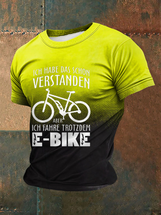 Herren-T-Shirt mit Kurzarm und Fahrrad-Print