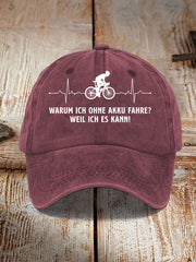 Unisex-Druck „Warum ich ohne Akku fahre“