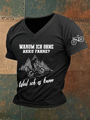 Herren Warum Ich Ohne Akku Fahre Weil Ich Es Kann Bedrucktes Kurzarm-T-Shirt