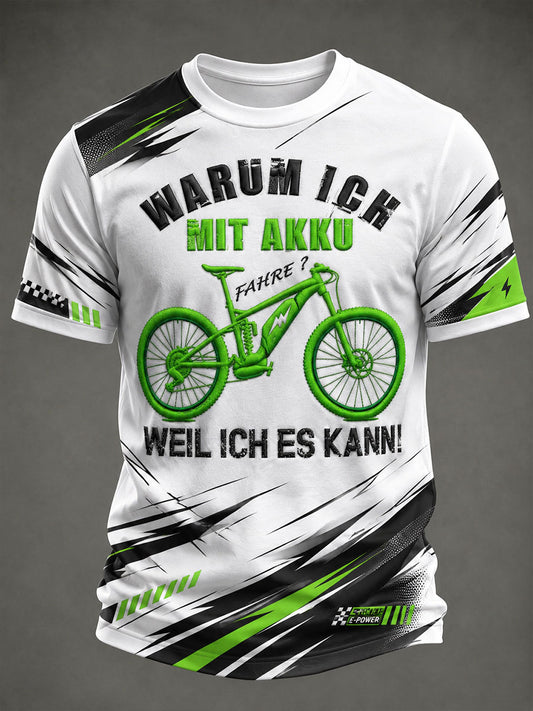 Herren Warum Ich Mit Akku Weil Ich Es Kann Kurzarm-T-Shirt