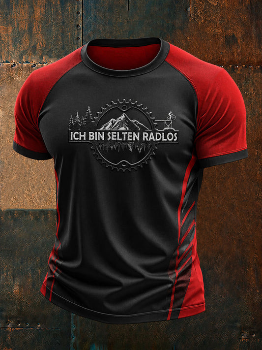 Herren-T-Shirt mit kurzen Ärmeln und Aufdruck „Ich bin selten radlos“