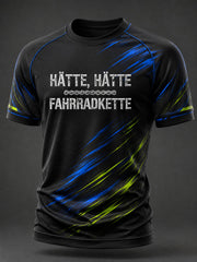 Herren T-Shirt mit kurzen Ärmeln und Aufdruck „Hätte, hätte, Fahrradkette“