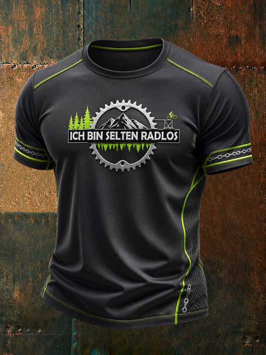 Herren-T-Shirt mit kurzen Ärmeln und Aufdruck „Ich bin selten radlos“