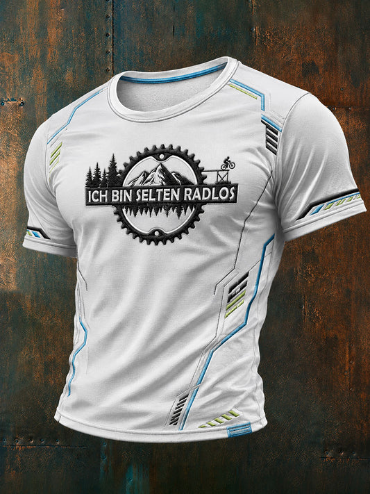 Herren-T-Shirt mit kurzen Ärmeln und Aufdruck „Ich bin selten radlos“