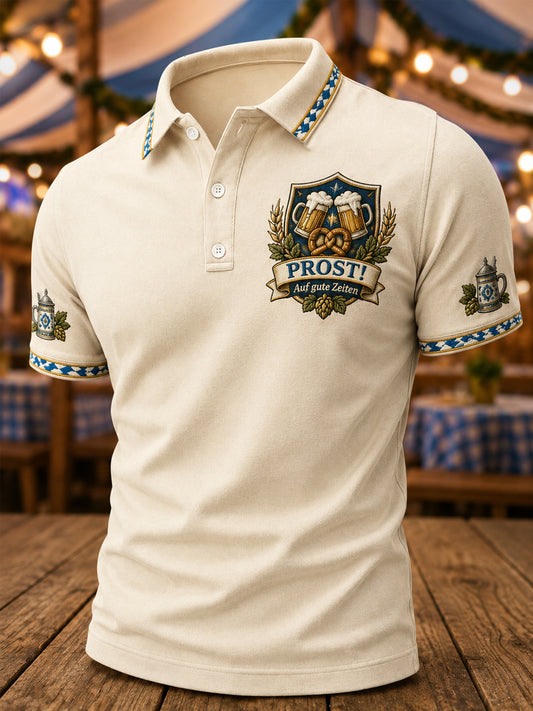 Herren-Oktoberfest Prost! Bedrucktes Freizeit-Poloshirt