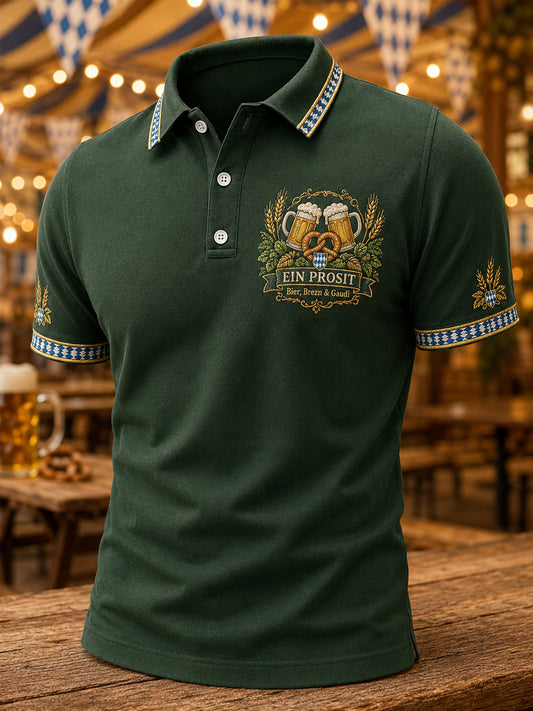 Herren-Oktoberfest Prost! Bedrucktes Freizeit-Poloshirt
