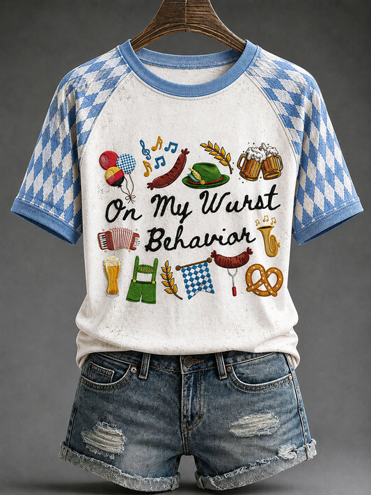 Frauen-Oktoberfest-Print-Lässiges T-Shirt