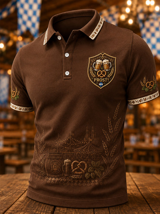 Herren-Oktoberfest Prost! Bedrucktes Freizeit-Poloshirt
