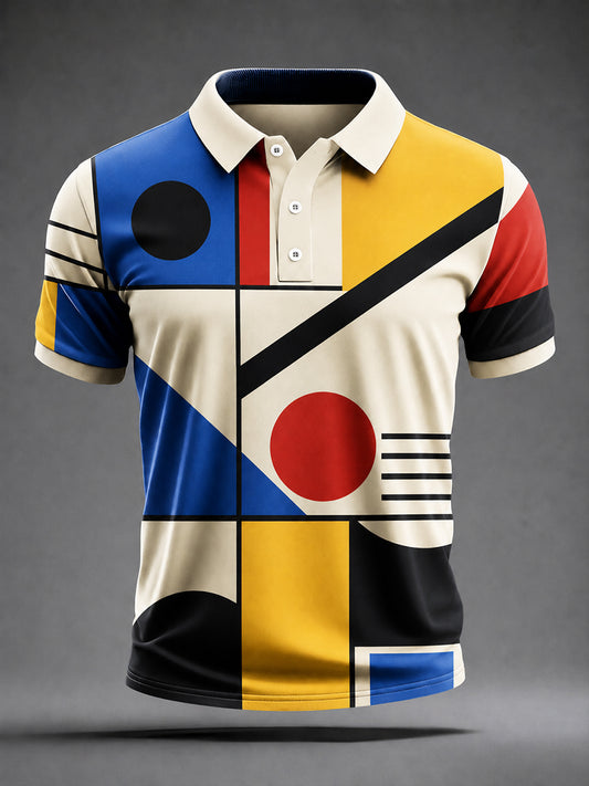 Herrenhemd mit Bauhaus-inspiriertem Kunstdruck