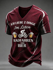 Herren ICH LIEBE 2 DINGE Im Leben RADFAHREN UND BIER V-Ausschnitt T-Shirt