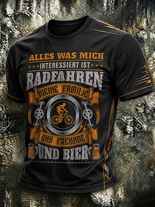 Herren-T-Shirt ALLES WAS MICH INTERESSIERT IST mit kurzen Ärmeln