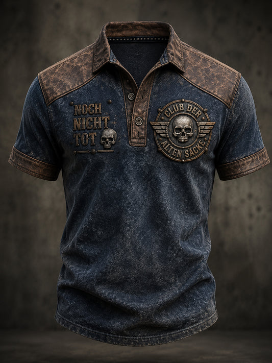 Lustiges Herren-Shirt mit Slogan-Print und kurzen Ärmeln