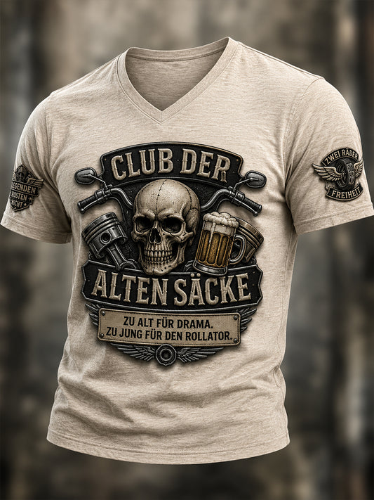 Lustiges Freizeit-T-Shirt für Herren mit Slogan-Print und V-Ausschnitt
