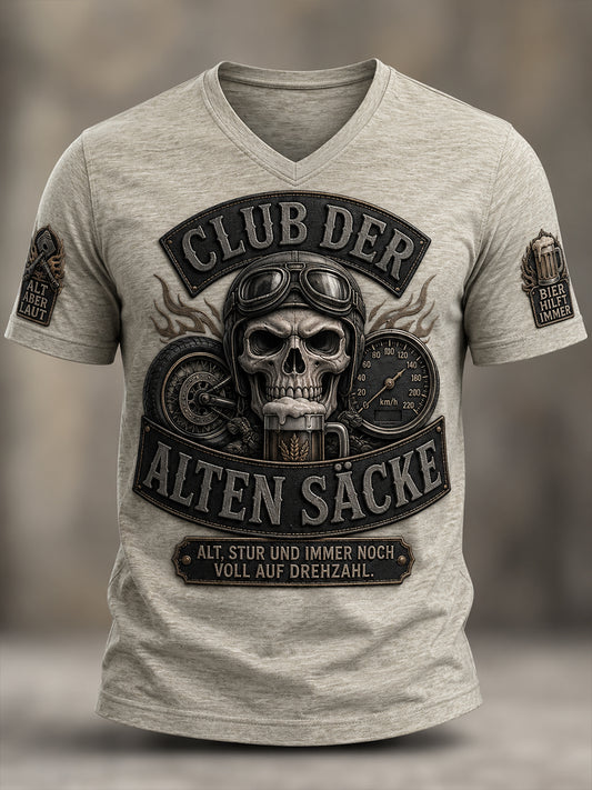 Lustiges Freizeit-T-Shirt für Herren mit Slogan-Print und V-Ausschnitt